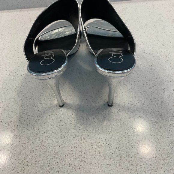 Calvin Klein Women's Mule: Silver Heel- Effortless Elegance Size 9 - Picture 3 of 4